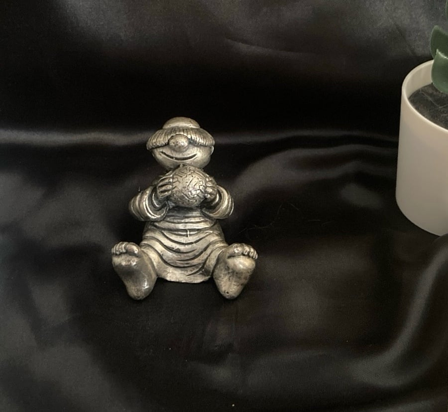 Vintage Italian Pewter Monk Holding Globe/ball
Figurine (Bianchi, 1998)