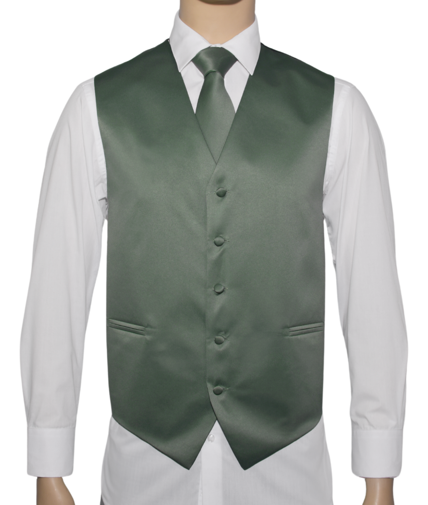 Sage Solid Vest & Tie