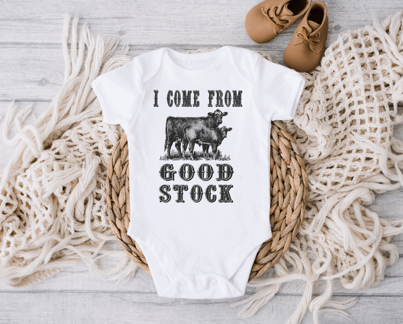 I Come From Good Stock Cow Onesie