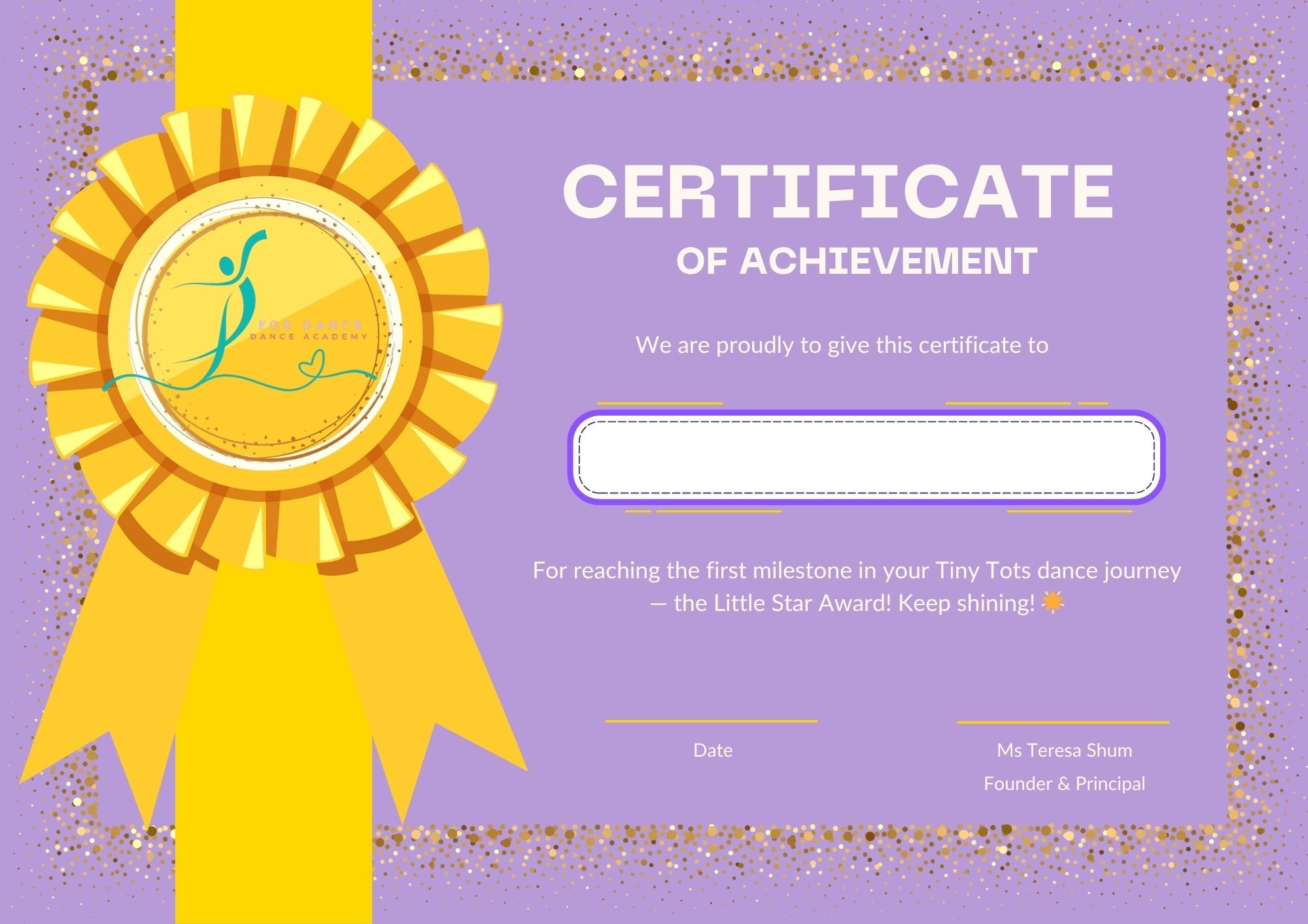 Certificate of Achievement - Tiny Tots -  Little Star