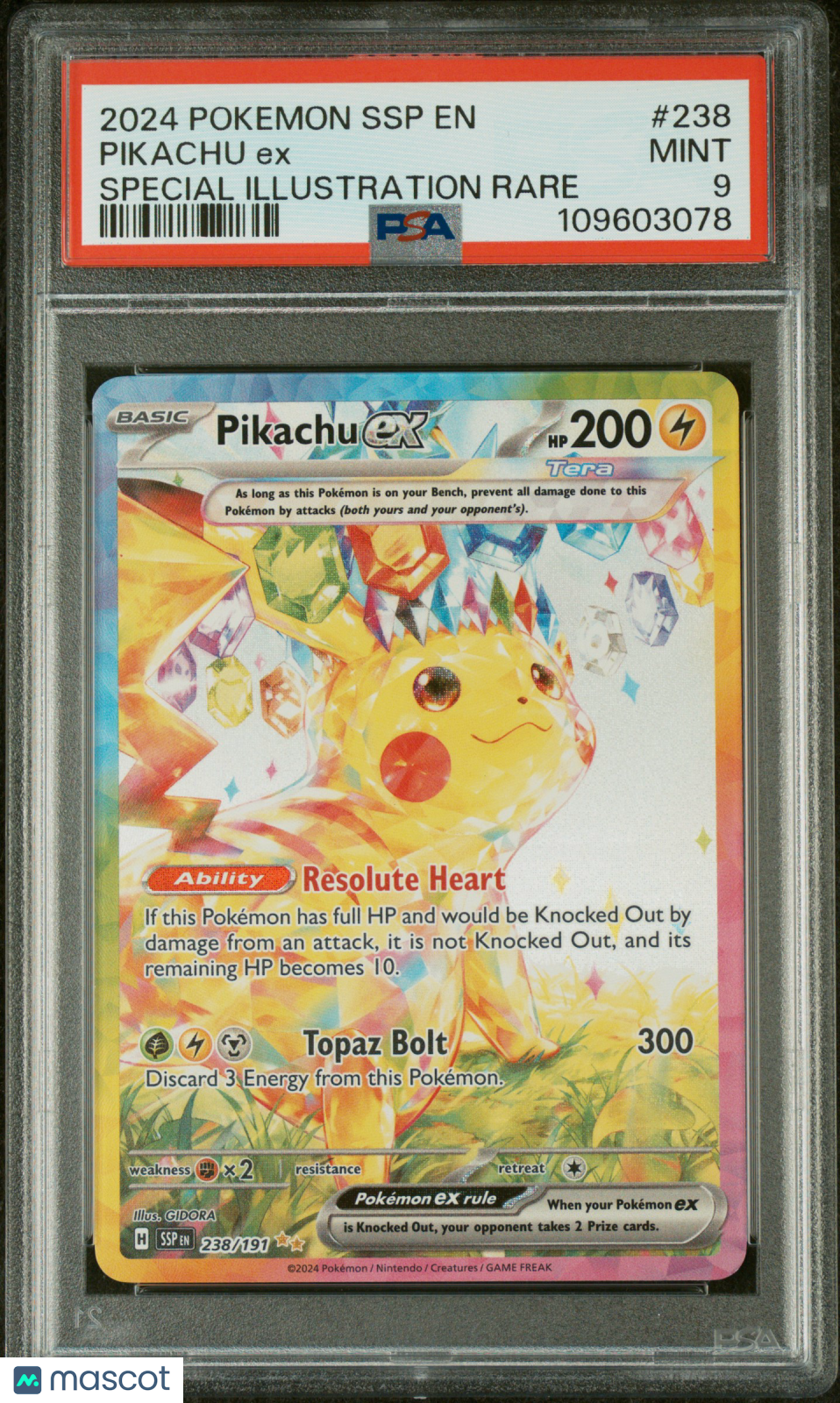 2024 Pokemon SSP EN-Surging Sparks Pikachu EX Special Illustration Rare PSA 9