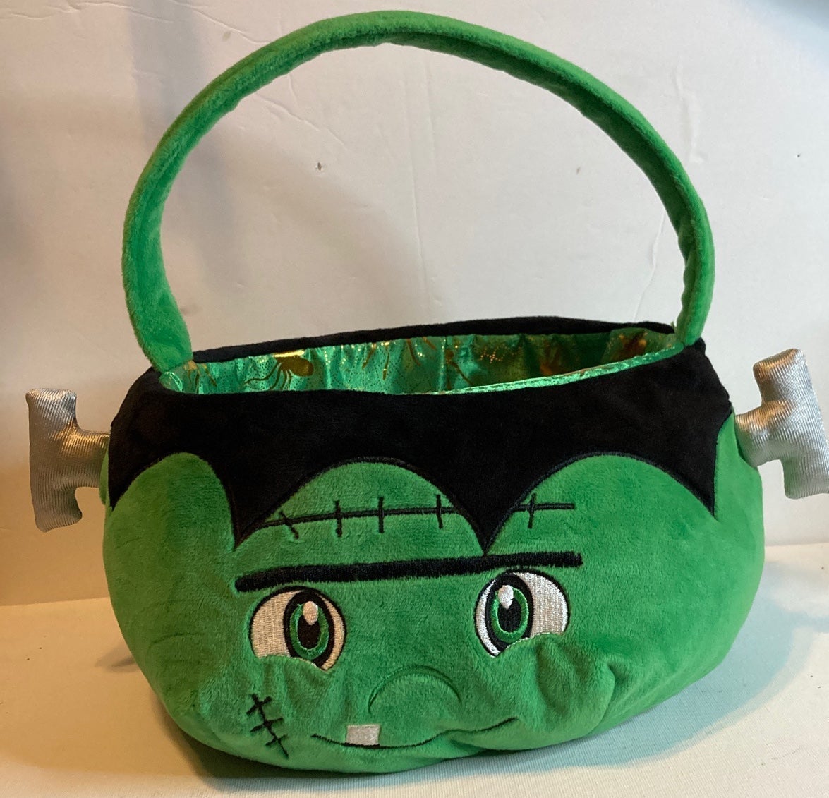 RARE PLUSH FRANKENSTEIN GREEN MONSTER EASTER HALLOWEEN BASKET, SOFT PLUSH BASKET