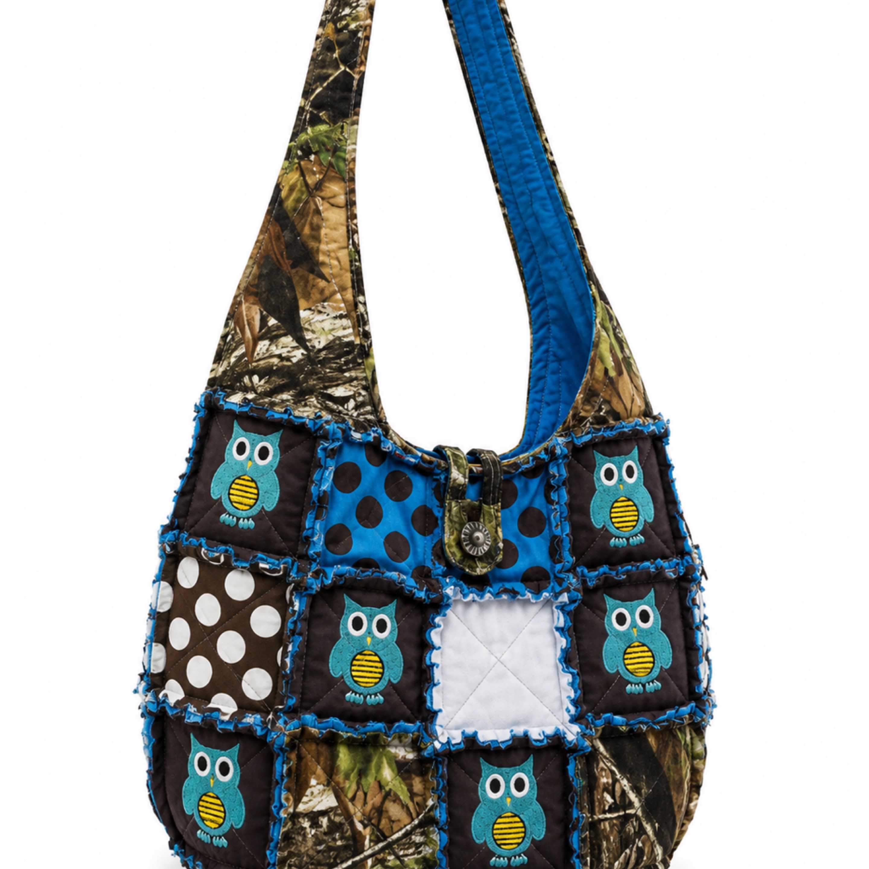 Blue Owl Patchwork Shoulder Bag
