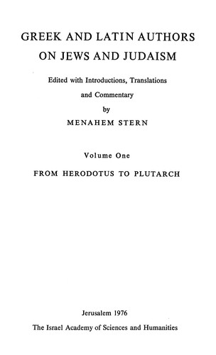 Cover of Greek & Latin Authors on Jews & Judaism With Intros. SET of 3 Volumes, Translations & Commentary