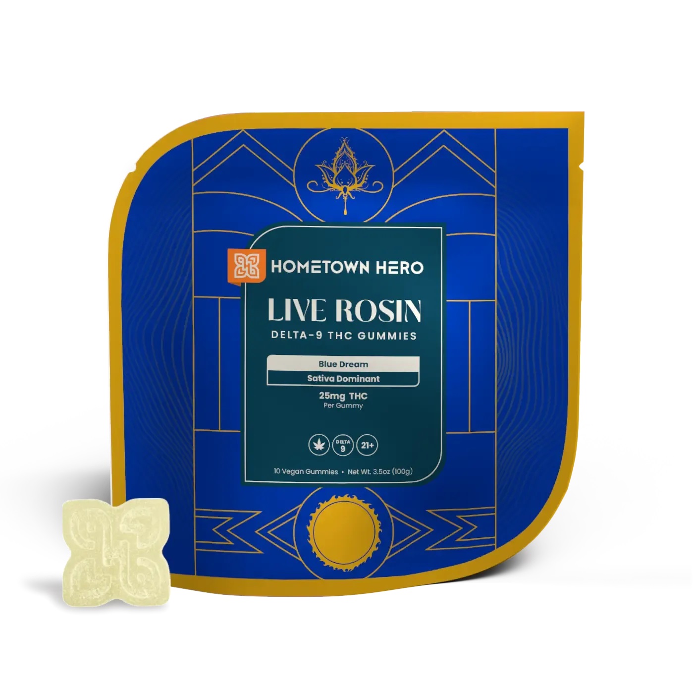 Hometown Hero Gummies 25mg Live Rosin 10ct - Blue Dream 25mg Live Rosin