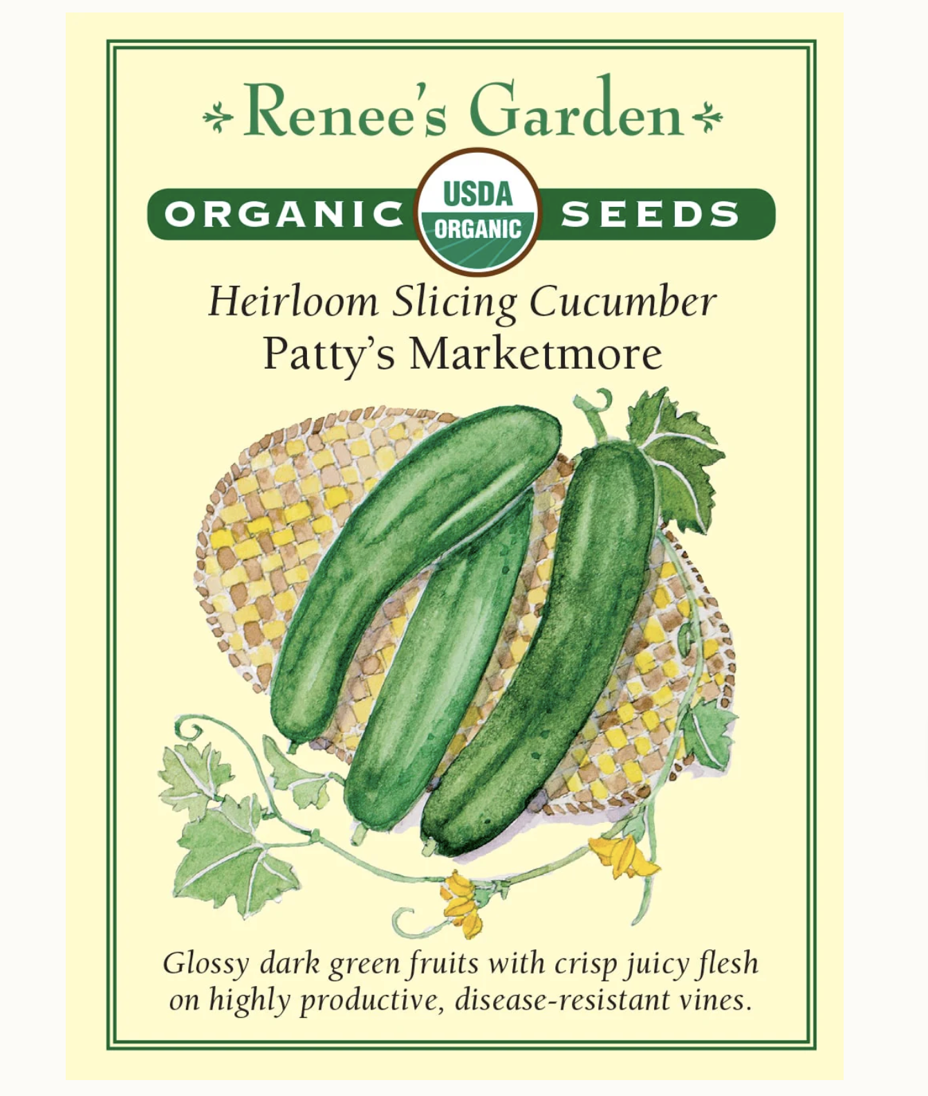 Renee's Garden | Heirloom Slicing Cucumber Patty's Marketmore Organic