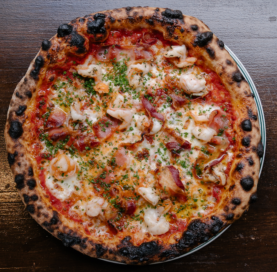 Gamberi E Pancetta Pizza