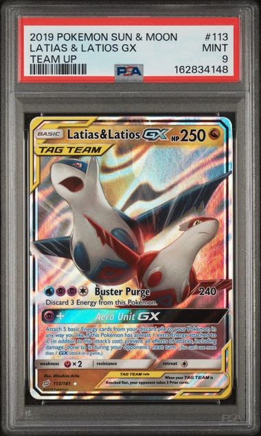 2019 POKEMON SUN & MOON TEAM UP #113 LATIAS & LATIOS GX TEAM UP