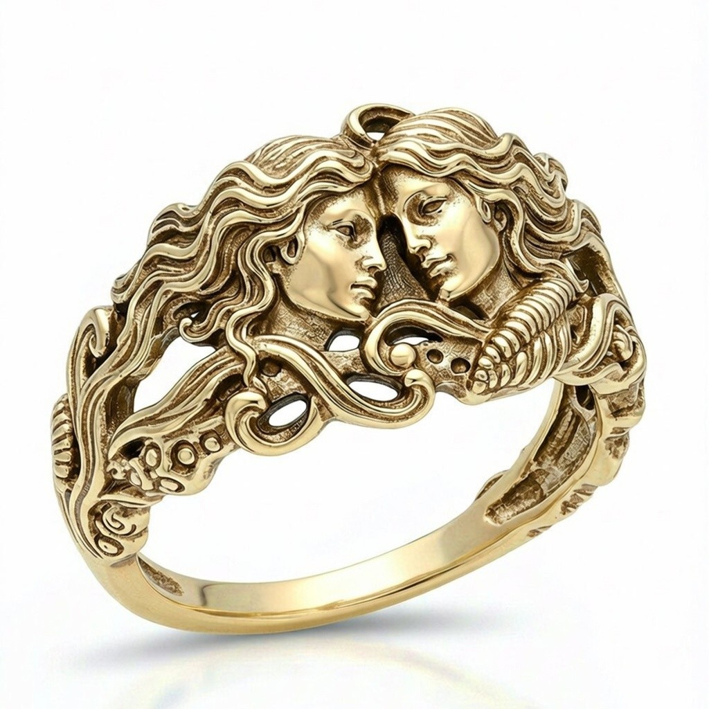 １２星座シリーズ　ふたご座リング（ゴールドブラス製）