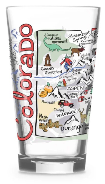Colorado Map Glass 16oz