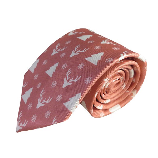 59 X 3.25 Inch Mauve Reindeer Tree Snowflake Tie