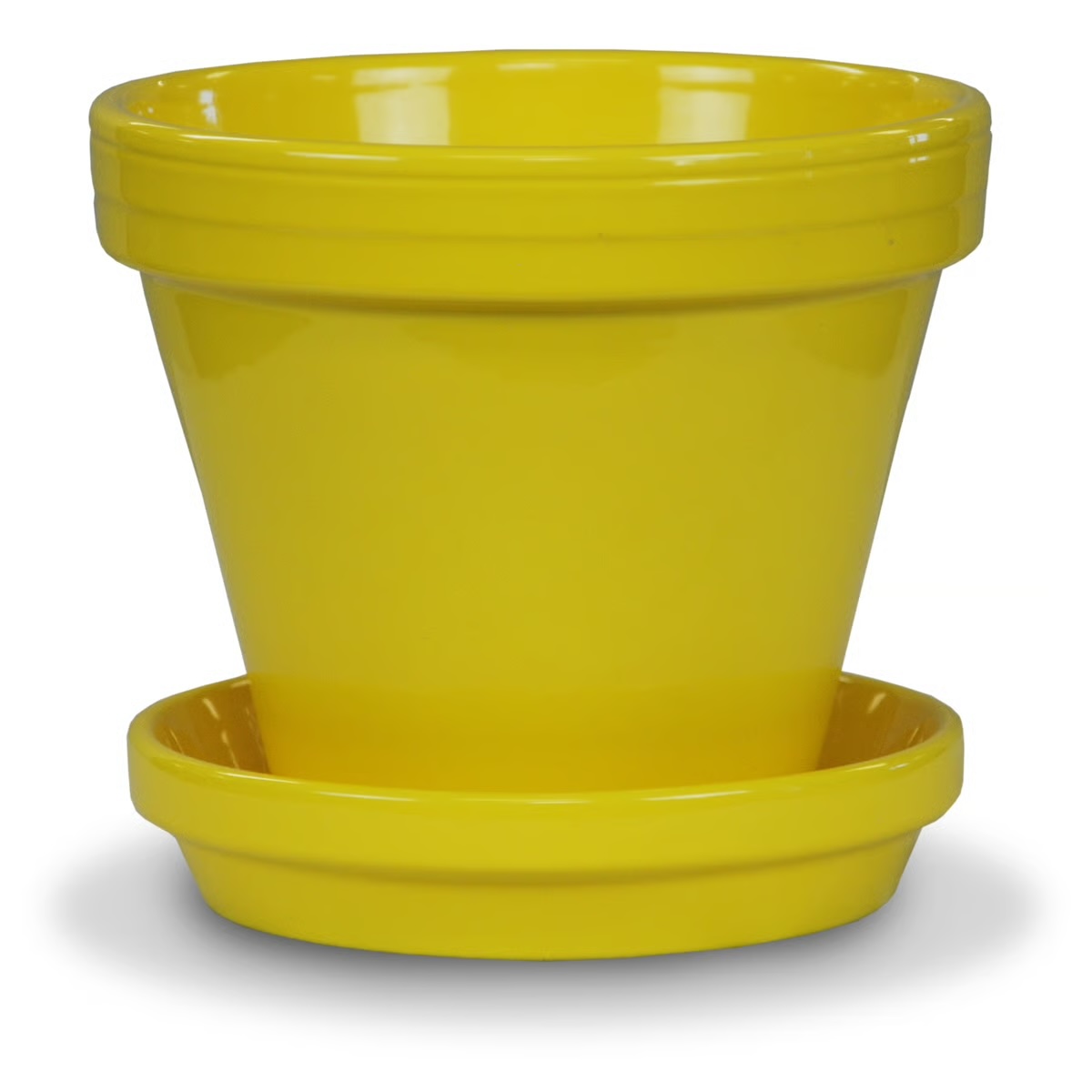6-6.5" Powder-Coated Terra Cotta Ceramo MEDIUM - Saucer 6" Yellow