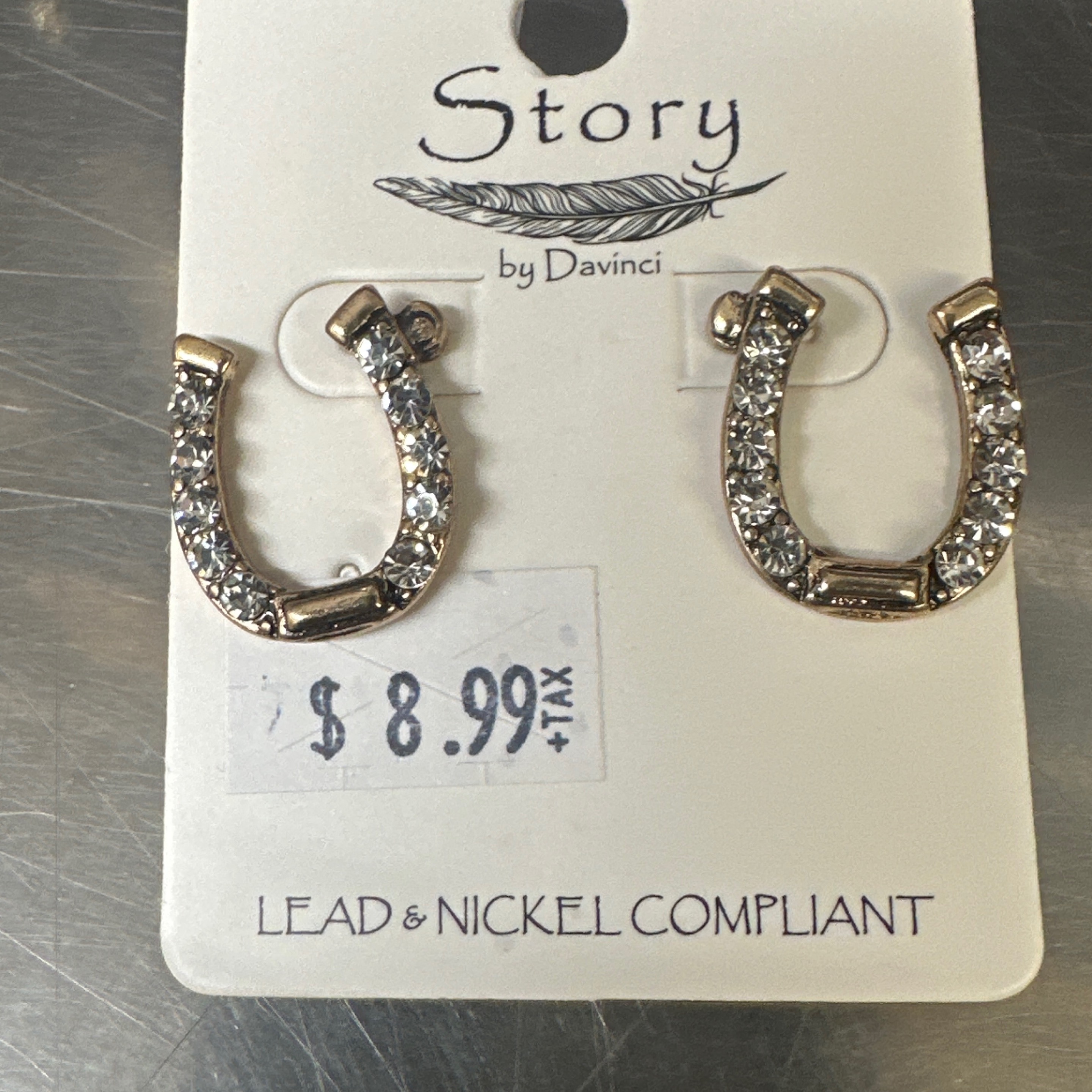 Cubic Zirconia Horseshoe Earrings Gold