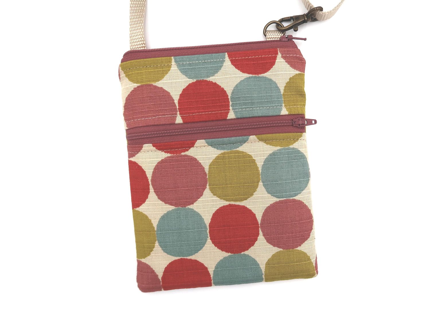 Small Crossbody Bag – Painted Circles – handmade crossbody bag