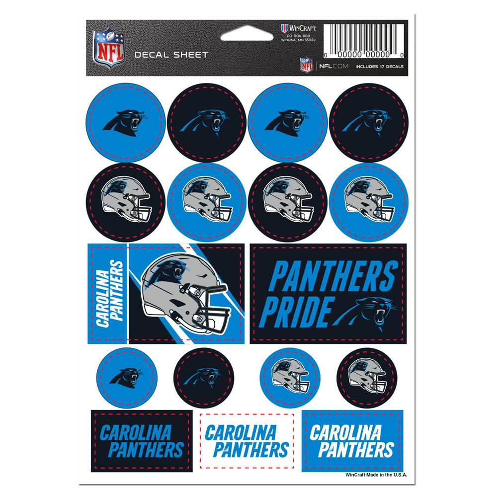 Carolina Panthers Vinyl Decal Sheet 5x7"