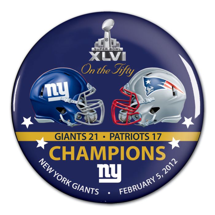 New York Giants Super Bowl XLVI Champions Button