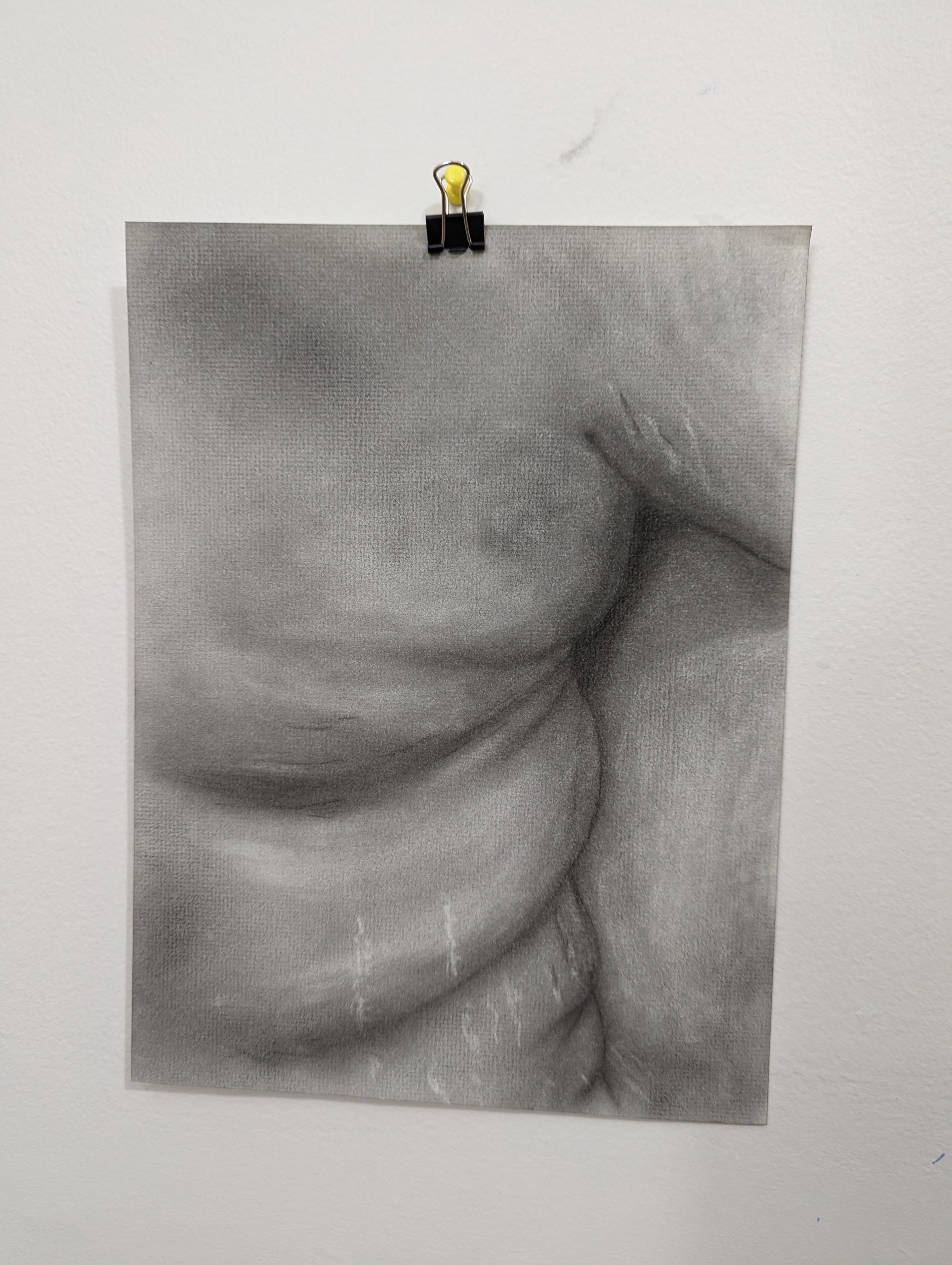 Body Positive, Bends and Folds - Self Portrait Charcoal Drawing (Unframed)
