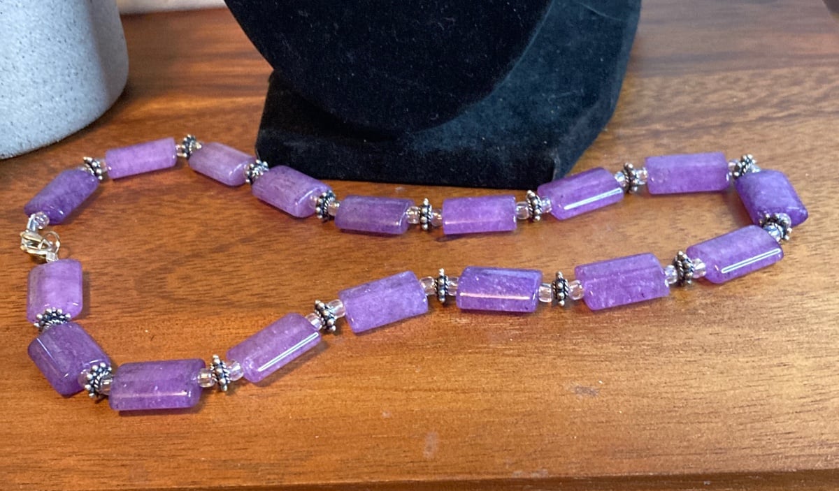 Purple Glass Rectangular Necklace