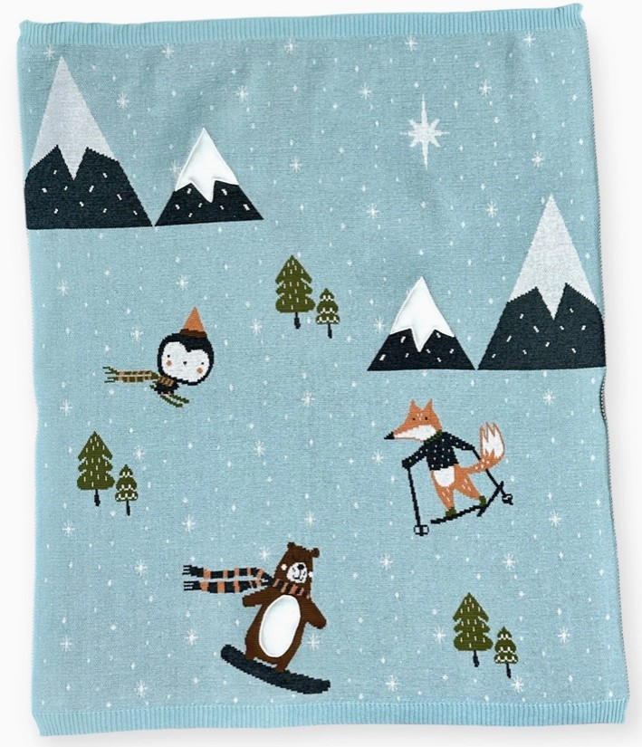 Fox & Bear Organic Knit Baby Blanket