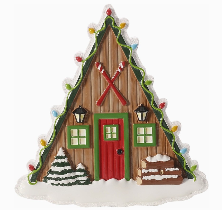 Ski Chalet in String Lights Ornament