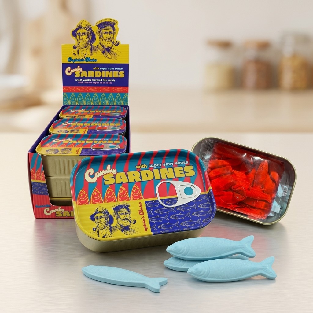 Boston America Candy Sardines Vanilla Candy Tin Can 9ct