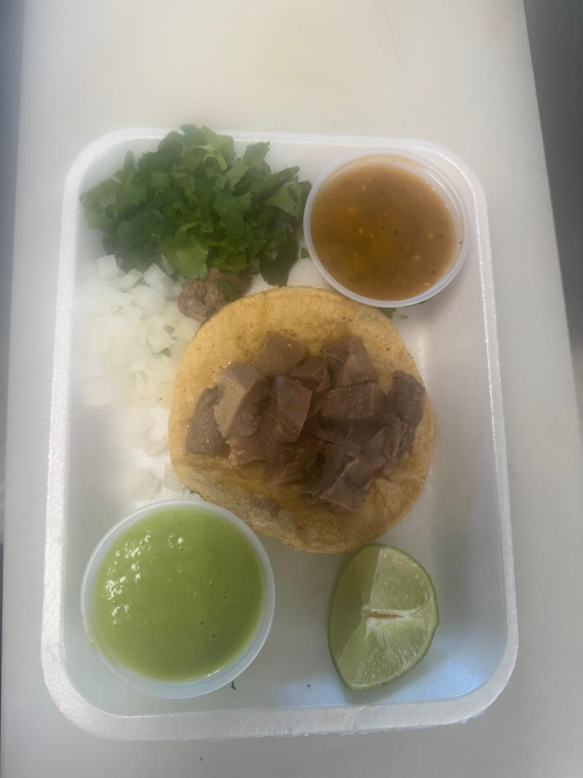 Taco de Lengua - Beef Tongue Taco from Tacos del Valle