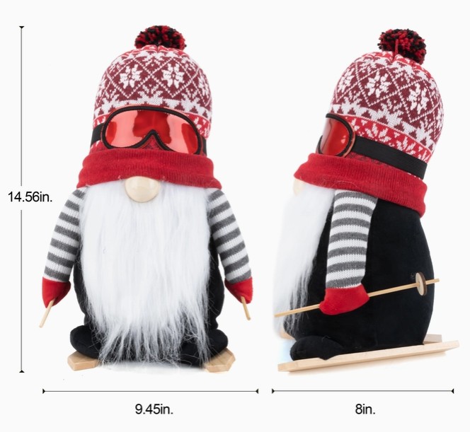 Skiing Gnome with Ski Poles