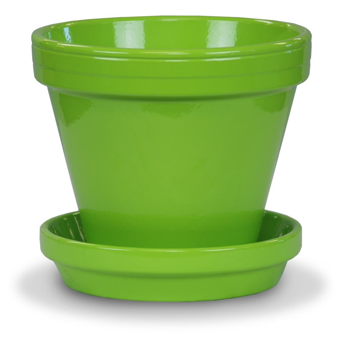 8-8.5" Powder-Coated Terra Cotta Ceramo LARGE - Standard Pot 8.5" Bright Green