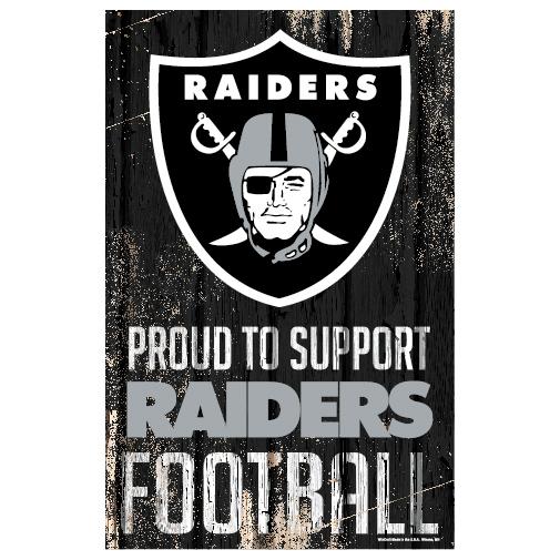 Las Vegas Raiders Proud to Support Wooden Sign 11x17"