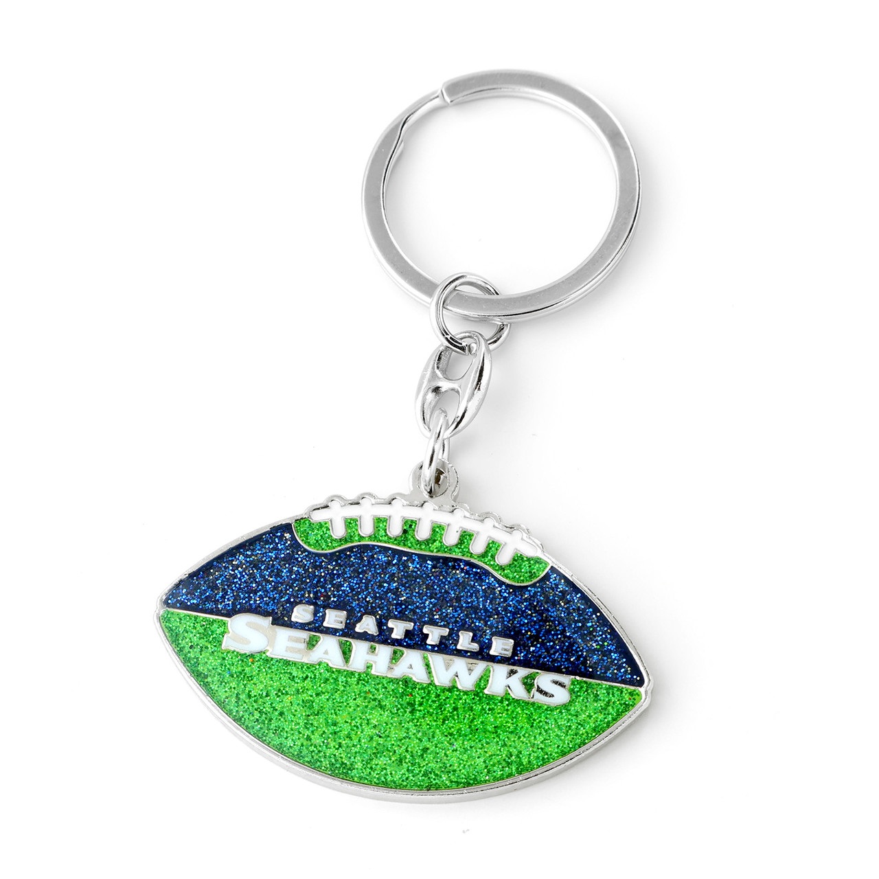 Seattle Seahawks Glitter Football Keychain