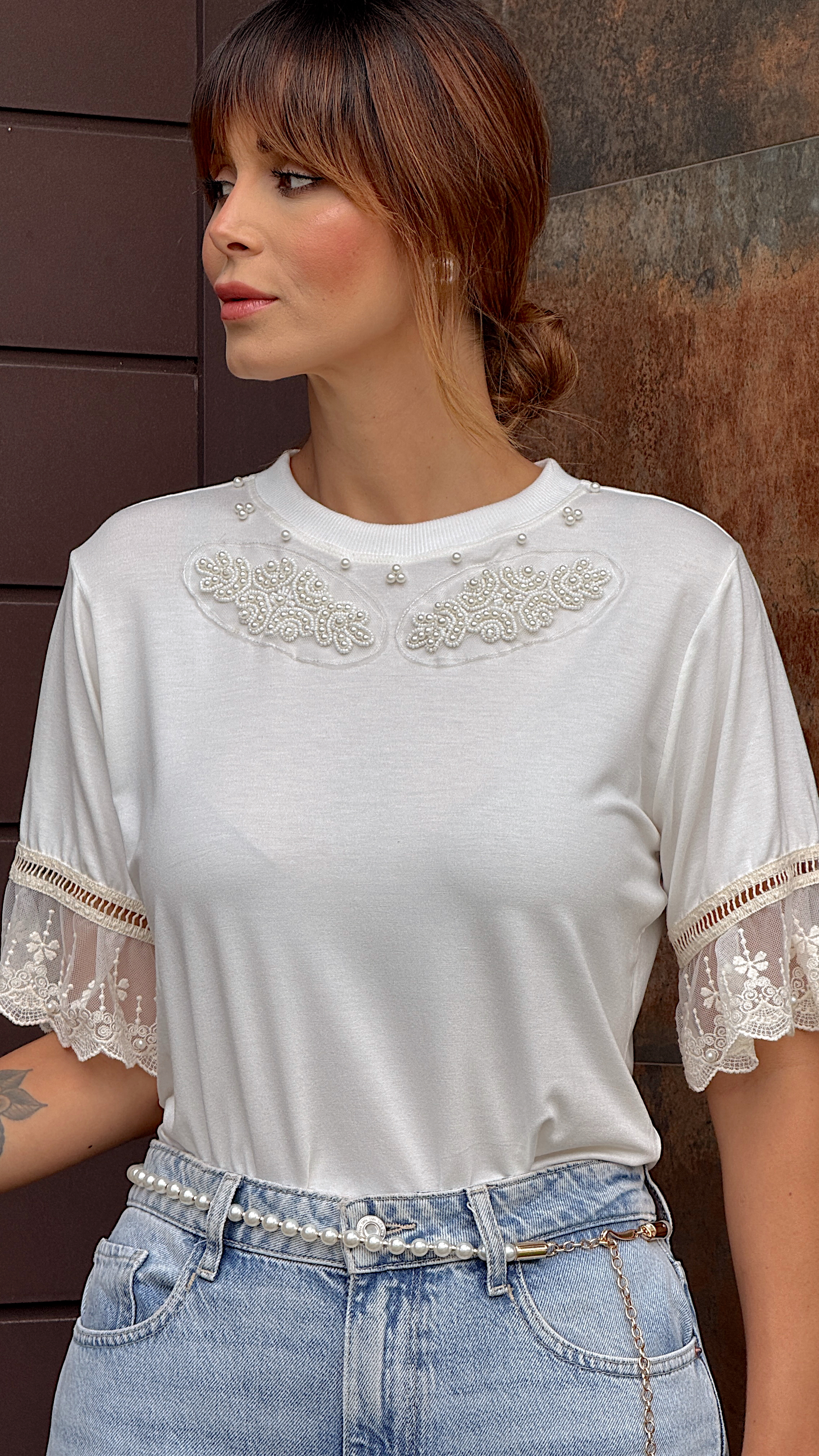 T-Shirt Elegance Pérolas