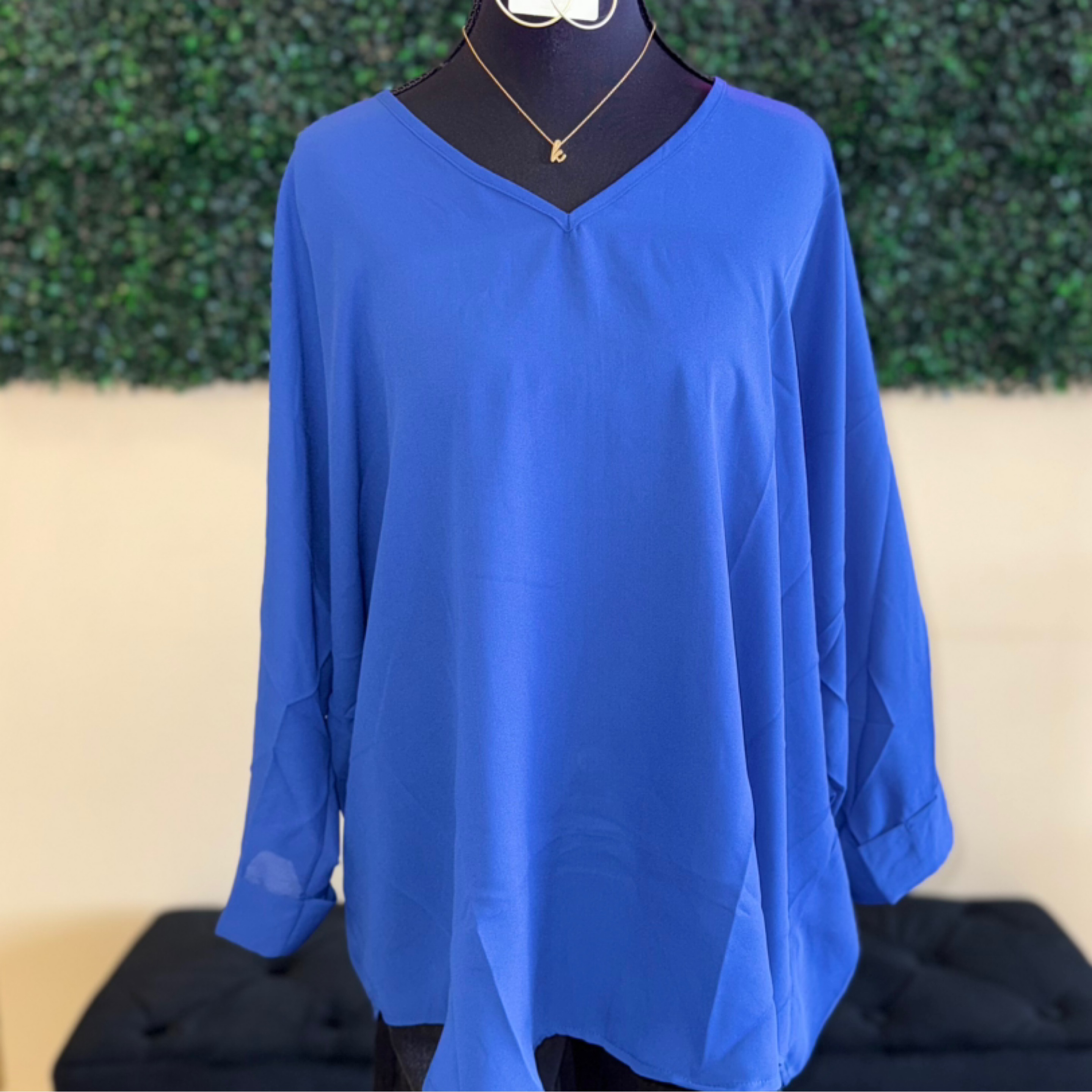 SHE + SKY blue v neck top — Bama Tan boutique, Tuscaloosa AL