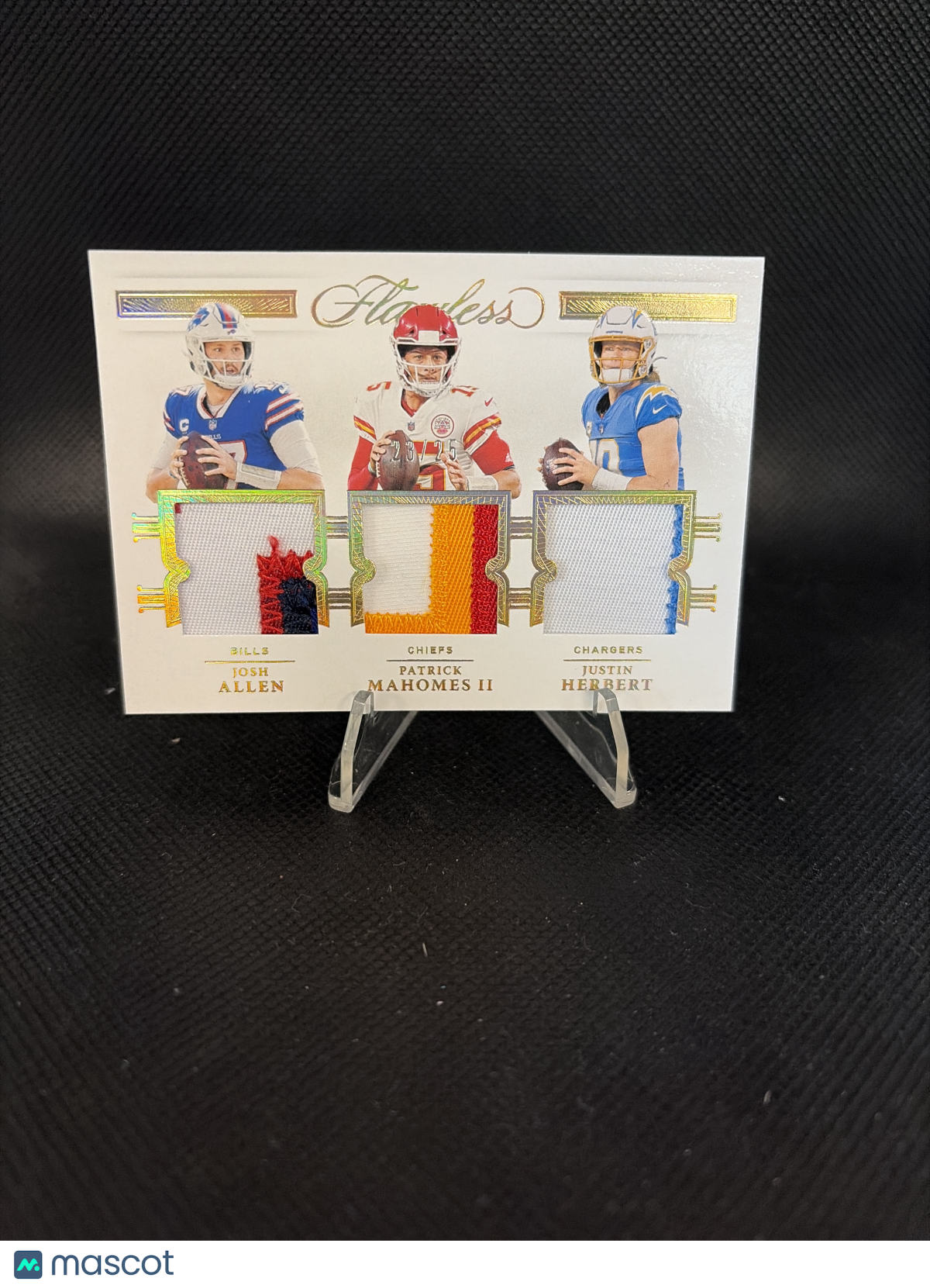 2021 Panini Flawless Justin Herbert/Patrick Mahomes/Josh Allen Triple Patch /25