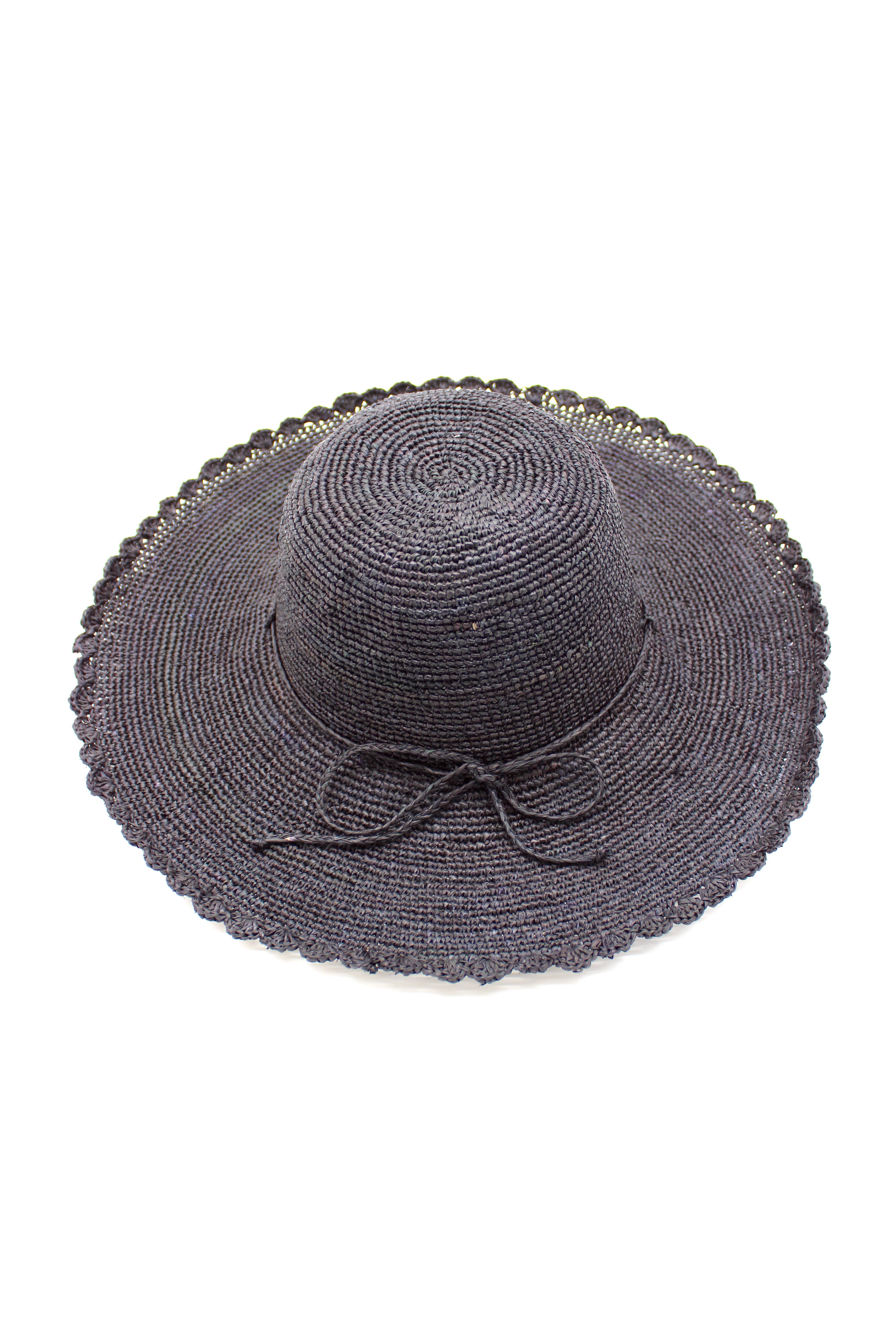 4" Brim Genevieve Crochet Straw Sun Hat with Lace Weave Edge
