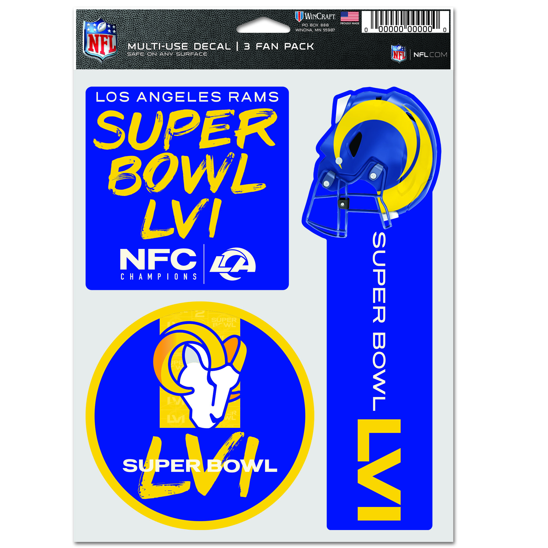 Los Angeles Rams Super Bowl LVI Fan Decals 3 Pack