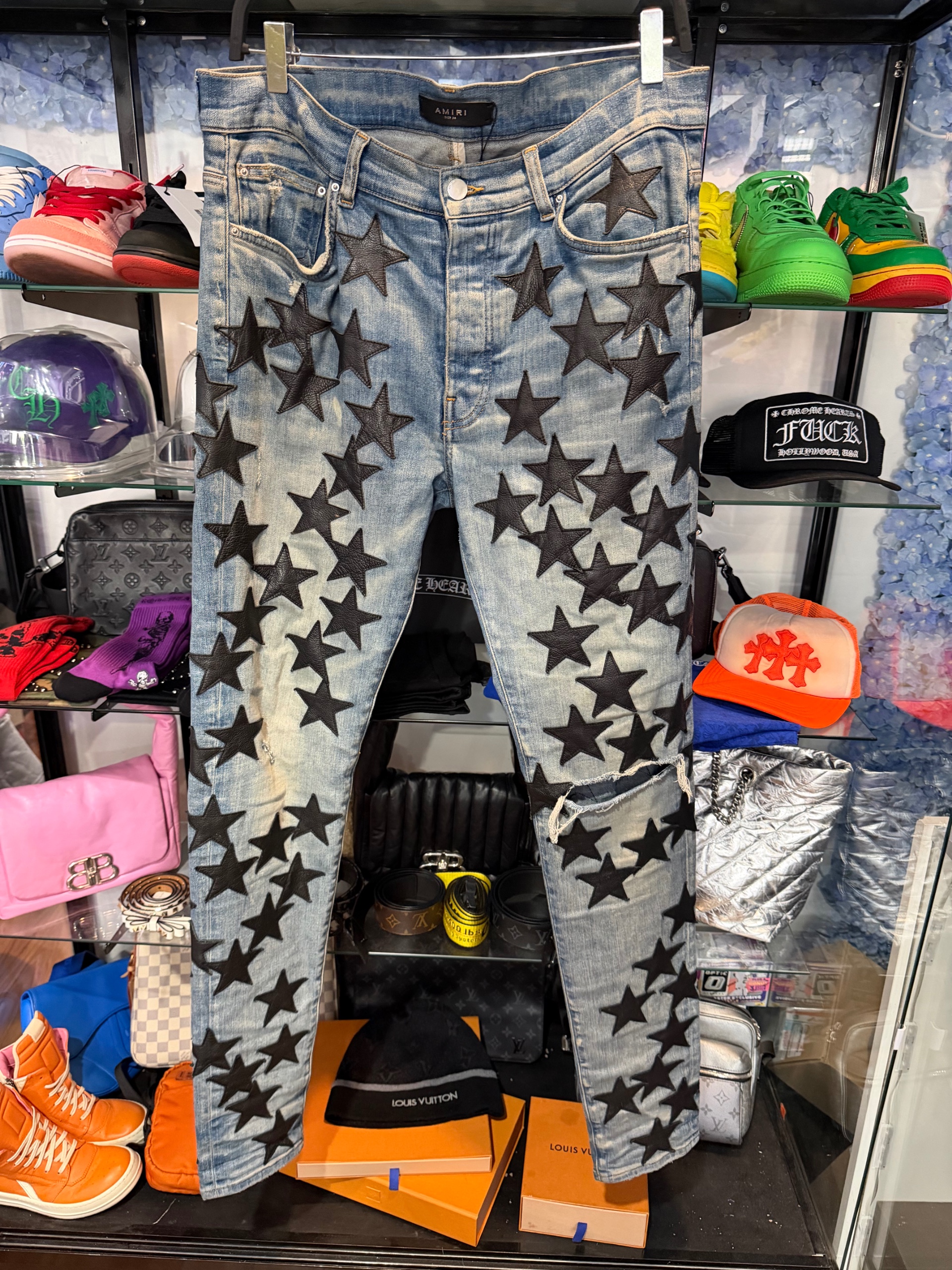 AMIRI Star Patch Skinny Jeans  ( USED )