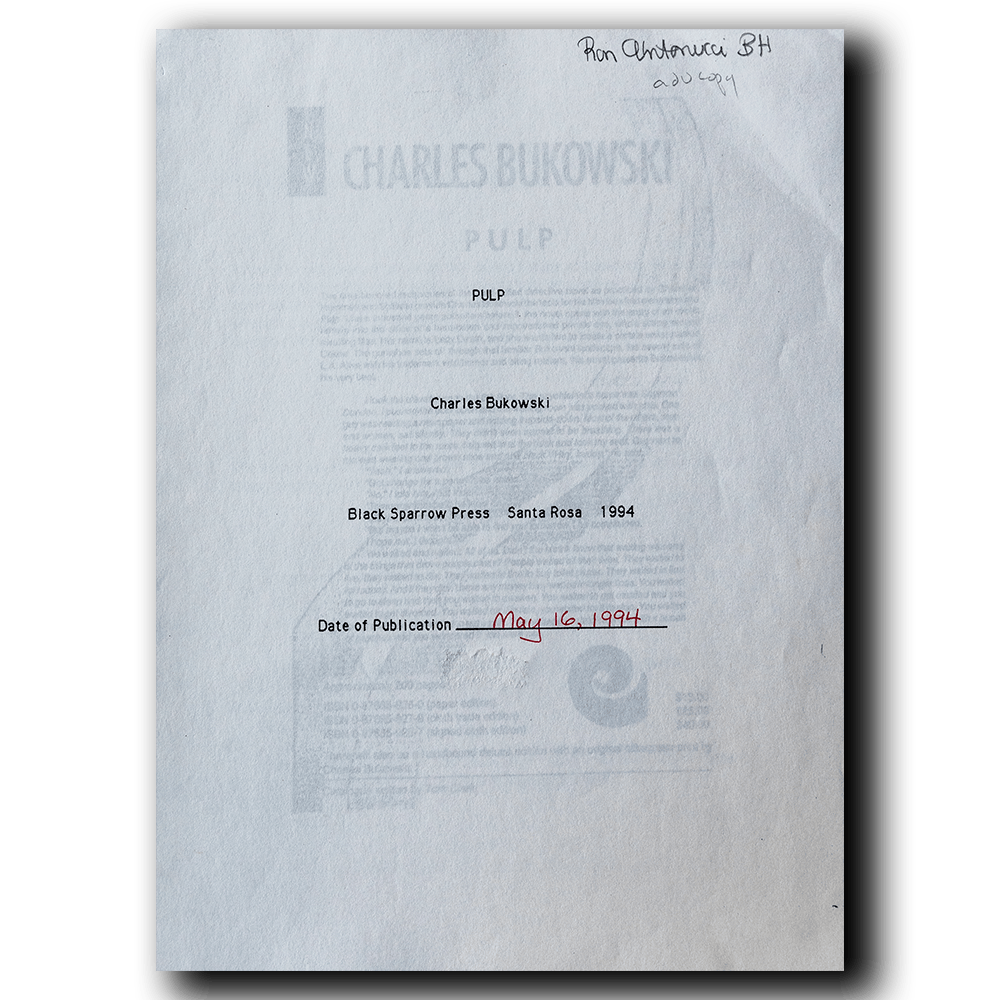 Bukowski, Charles -- Pulp ARC [Book]