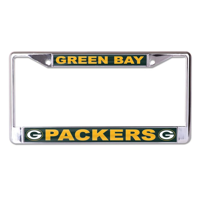 Green Bay Packers Chrome License Plate Frame with Acrylic Inserts