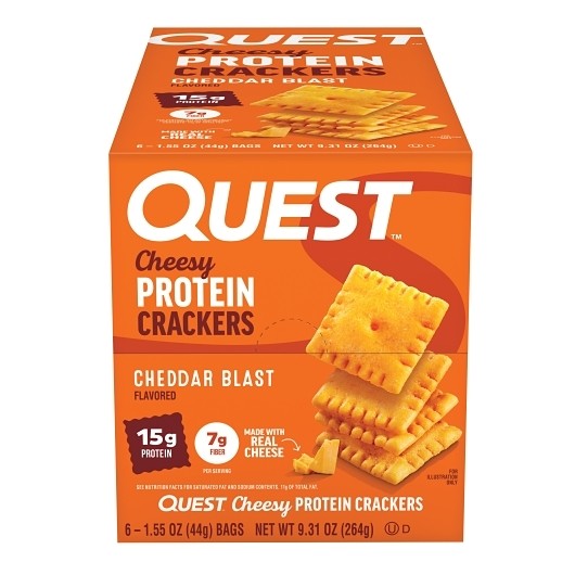 Quest Protein Cheesy Crackers Cheddar Blast 1.59oz 6ct Tray