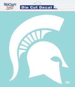 Michigan State Spartans White Perfect Cut Decal 8x8"