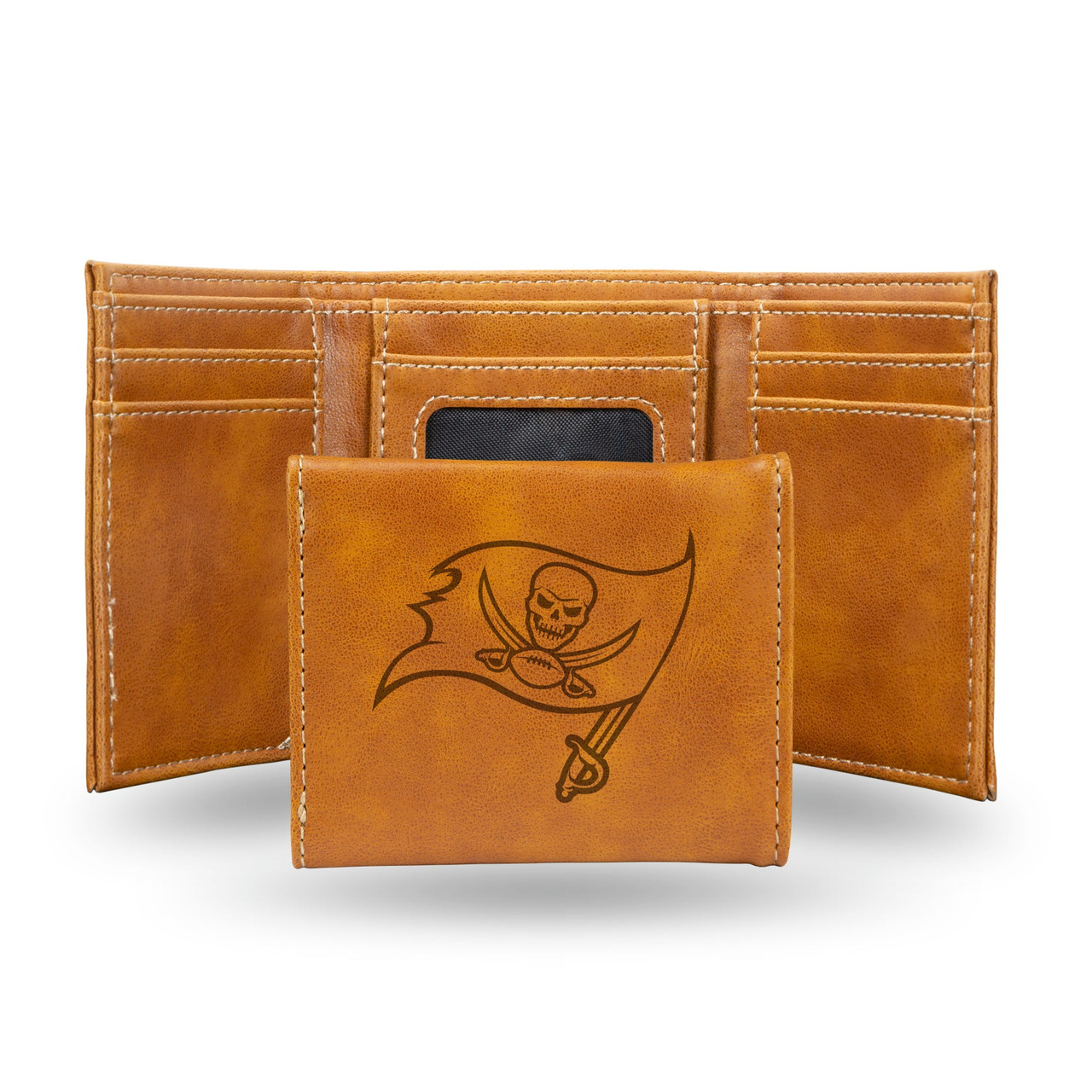 Tampa Bay Buccaneers Laser Engraved Trifold Leather Wallet