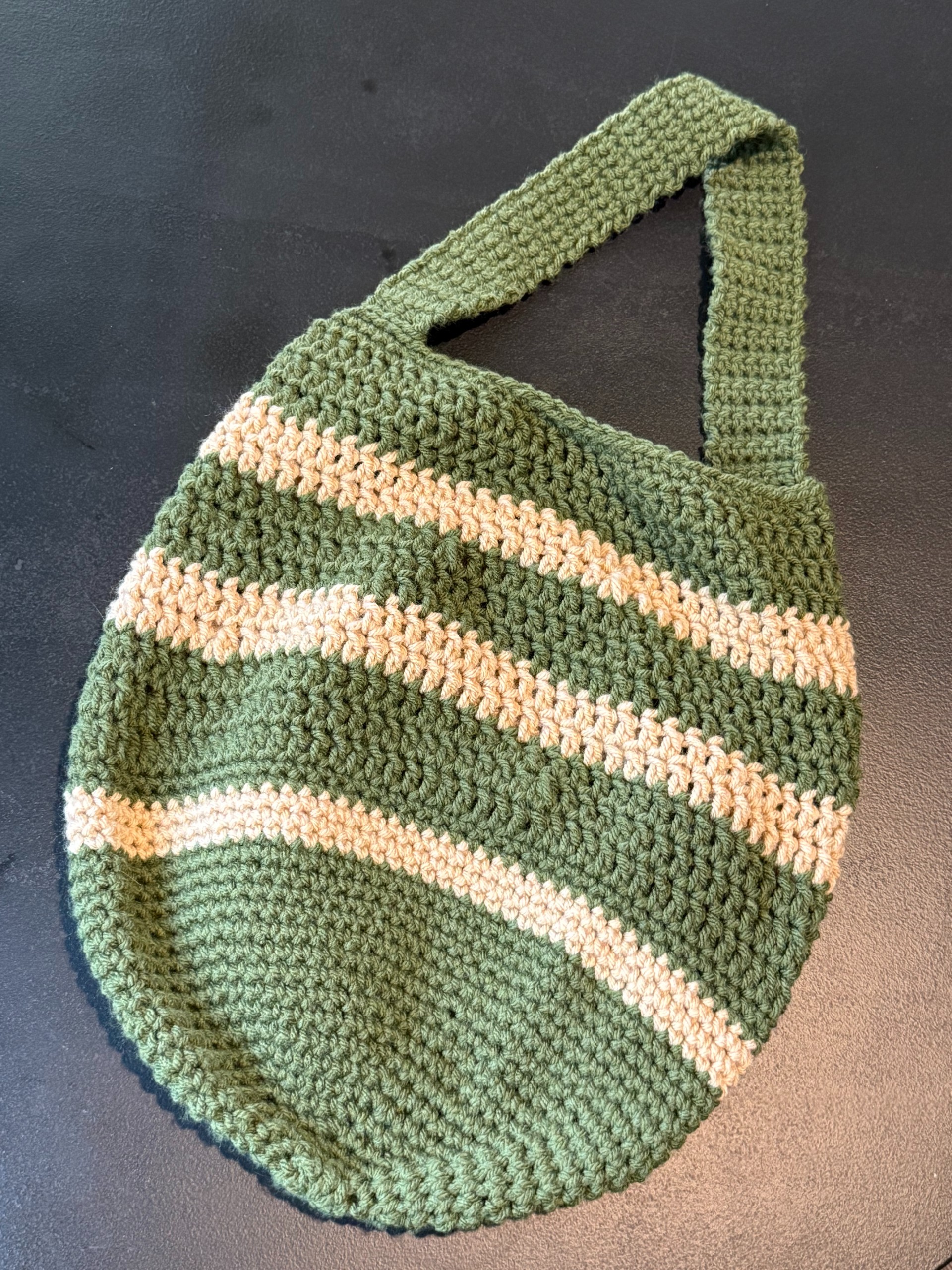 Market Bag – Green & Cream Striped