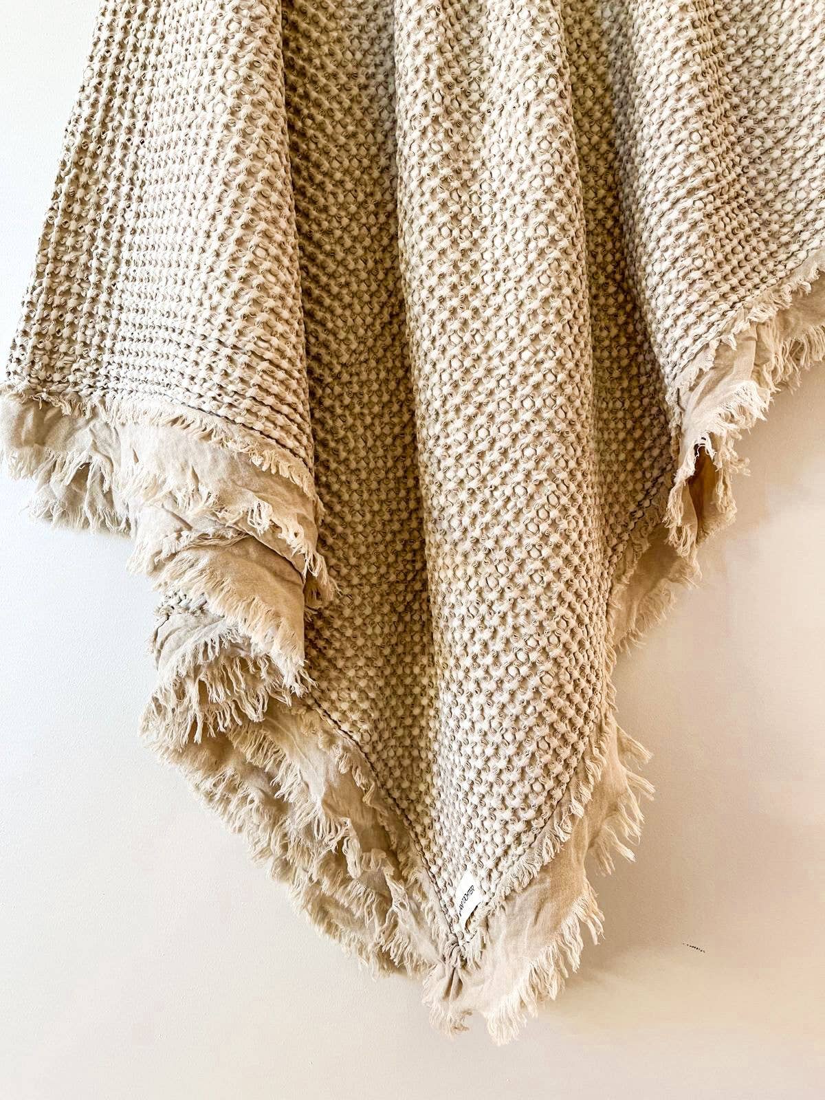 Organic Cotton Rustic Waffle Throw Blanket - Natural
