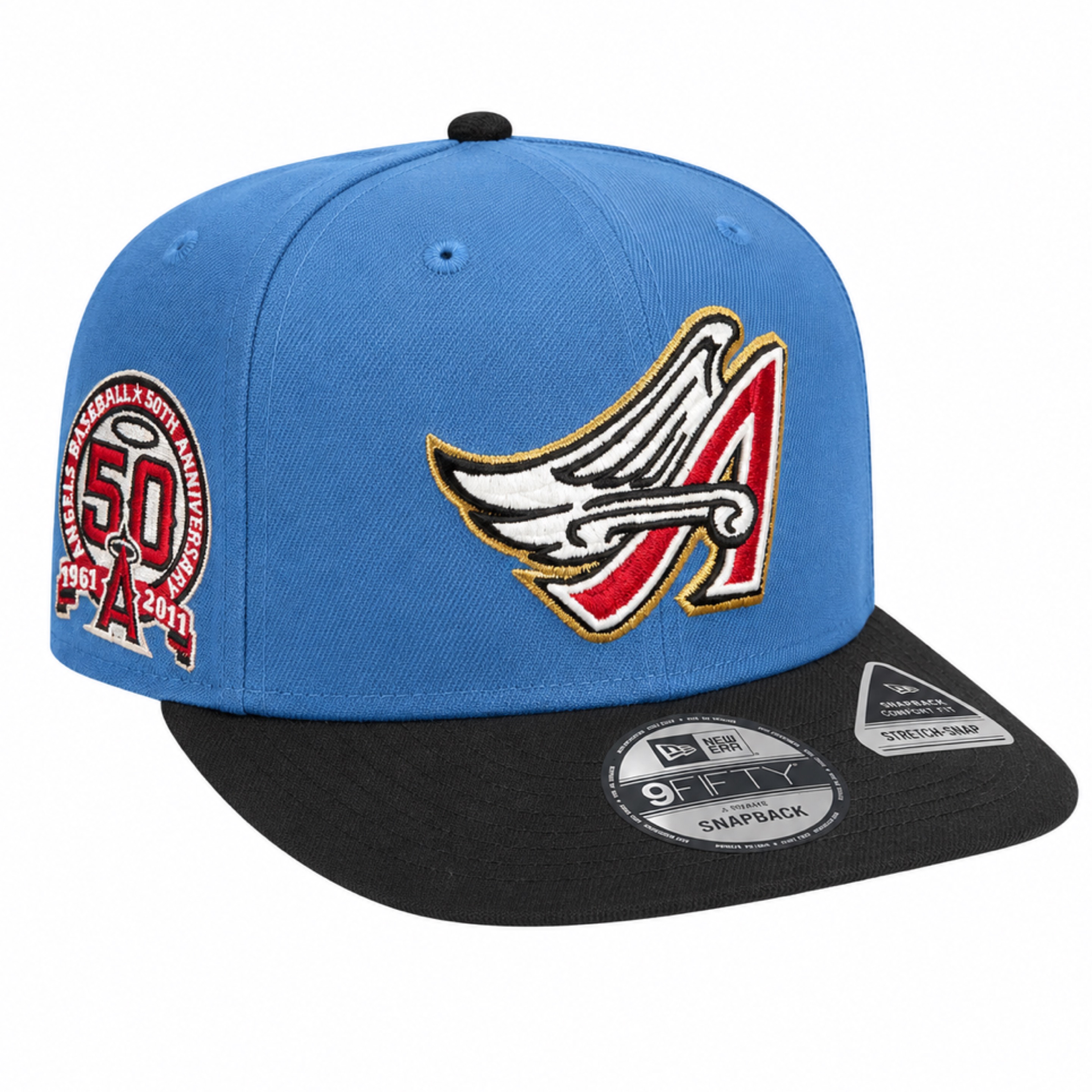 Anaheim Angels 1997 New Era 9FORTY 50th Anniversary Sky Blue/Black Snapback Hat