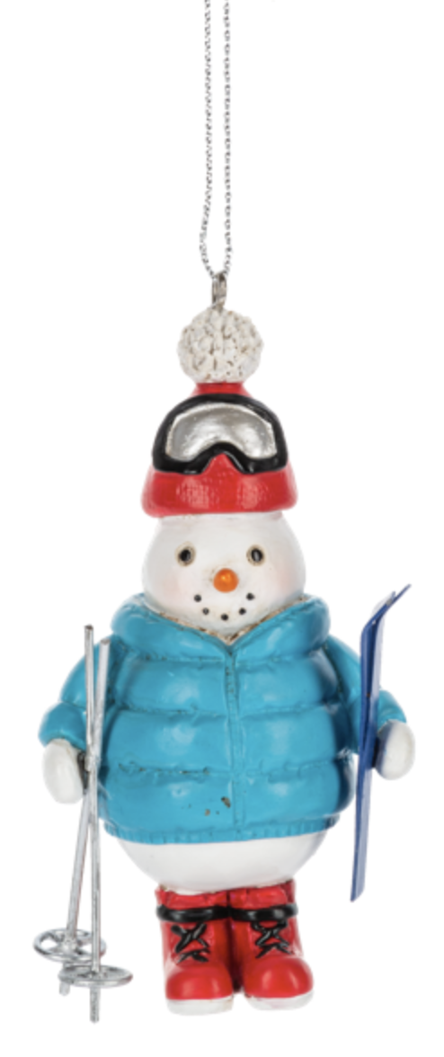 Snowman Ski or Snowboard Ornament