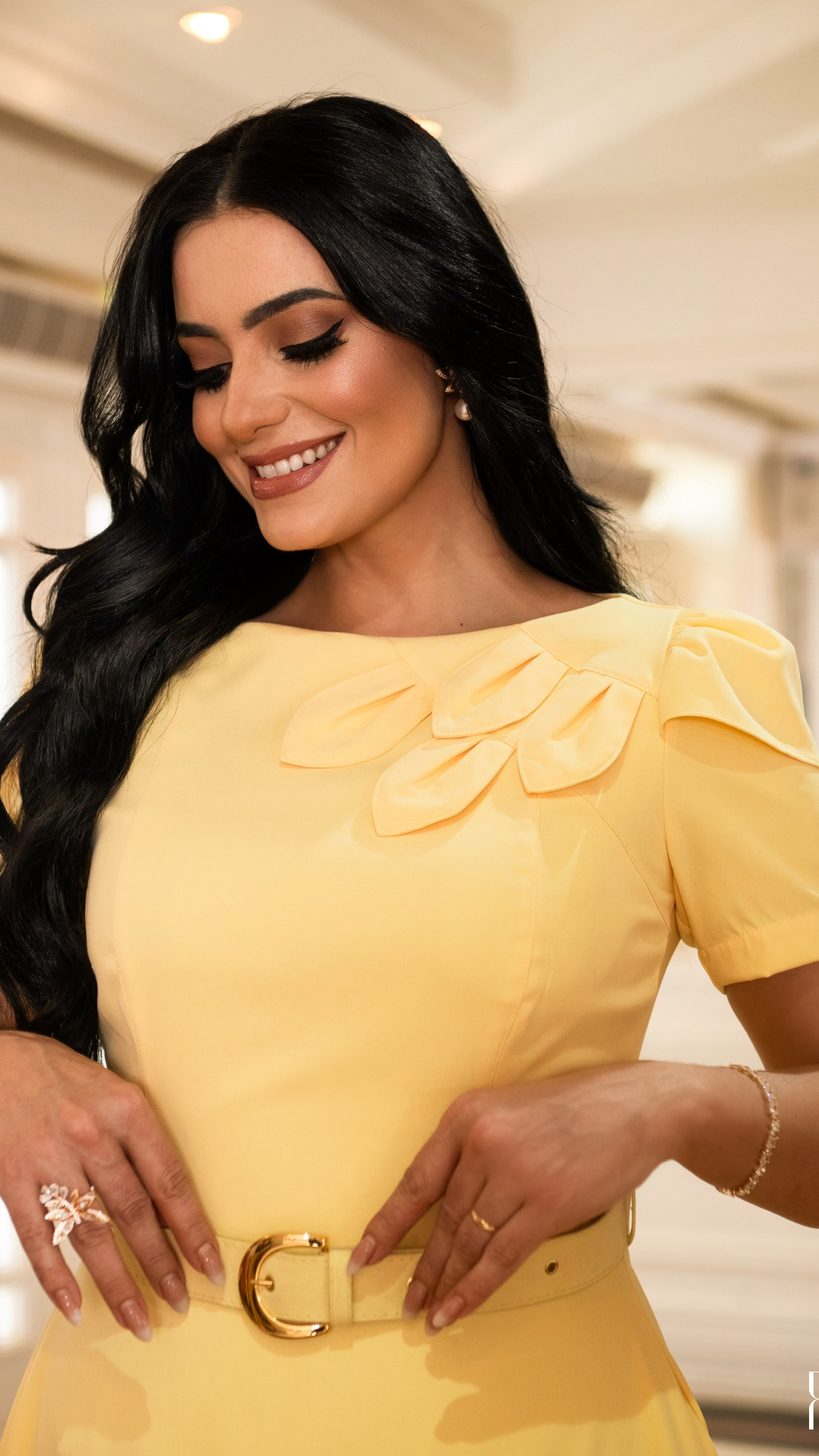 Vestido Midi Evase Alfaiataria