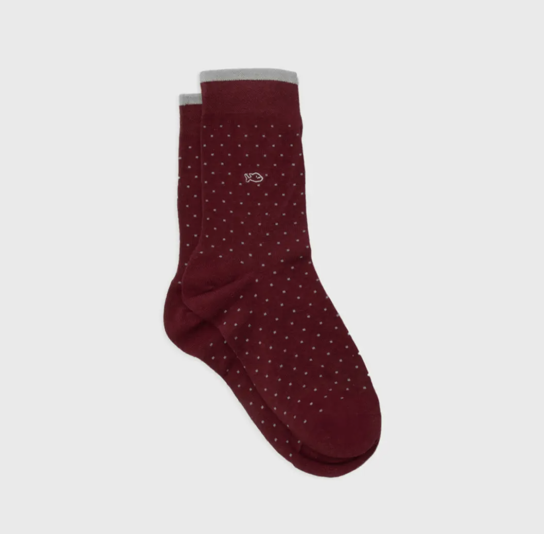 Square Combed Cotton Socks - Bordeaux