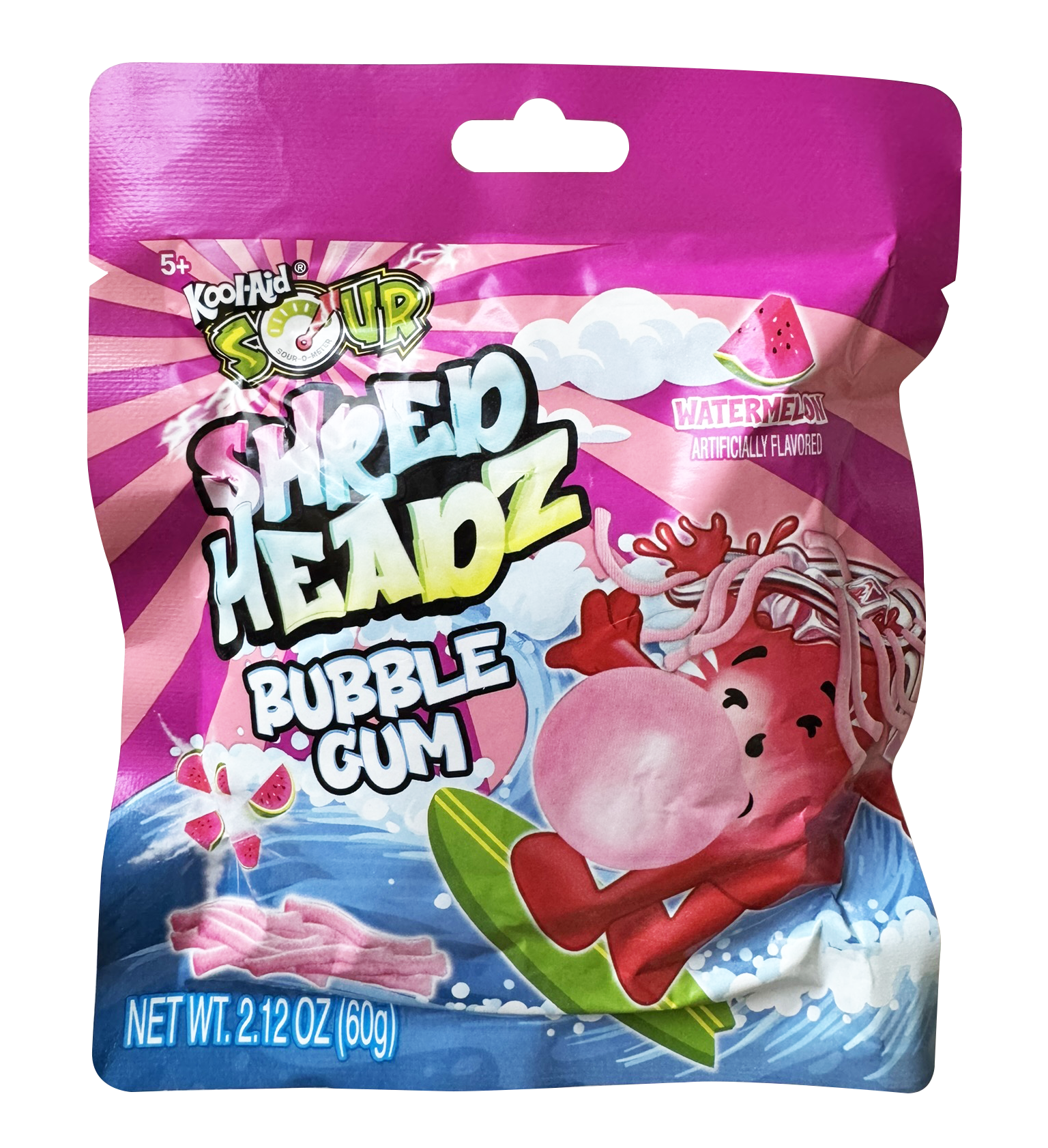 Kool-Aid SOUR Shred Headz Gum Watermelon 2.12 oz 12ct Tray Peg