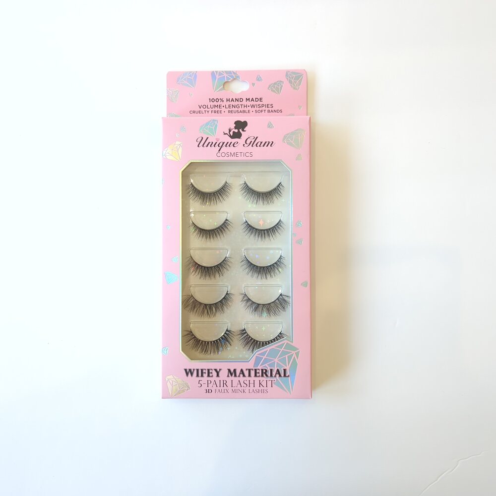 Unique Glam Cosmetics Wifey Material 5-Pair Lash Kit