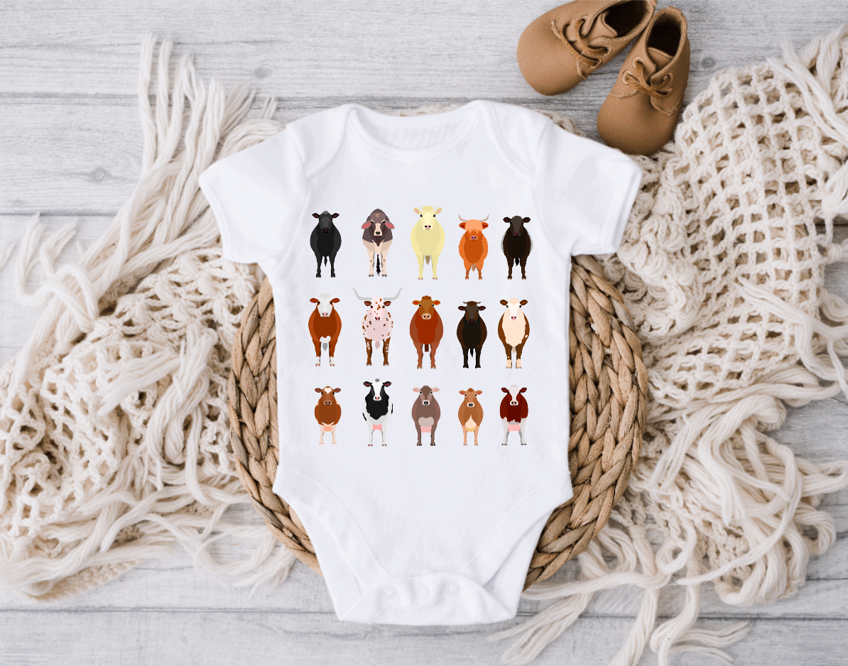 15 Breeds of Cows Onesie